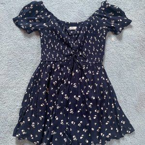 Smocked Woven Romper Hollister
